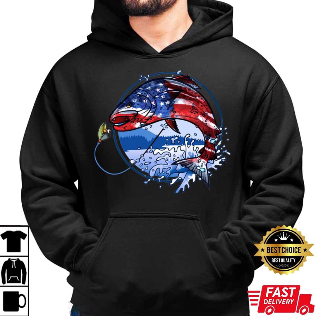 Bass Fishing 4th Of July Fathers Day American Flag T-Shirt