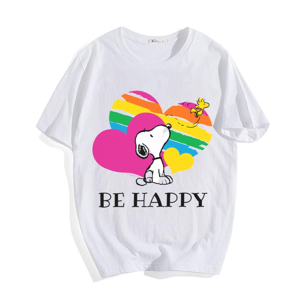 Be Happy Woodstock And Snoopy Mom T-Shirt