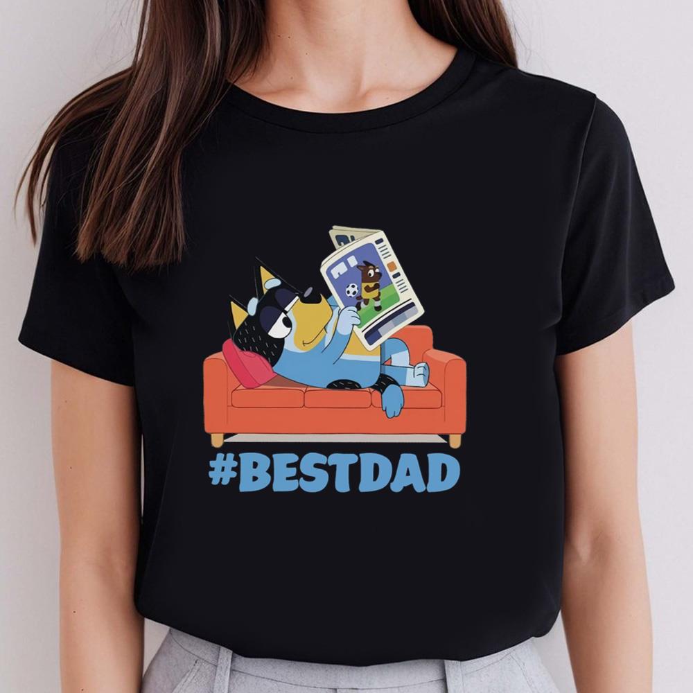 Bluey Best Dad T-shirt, Retro Bluey And Bandit Shirt