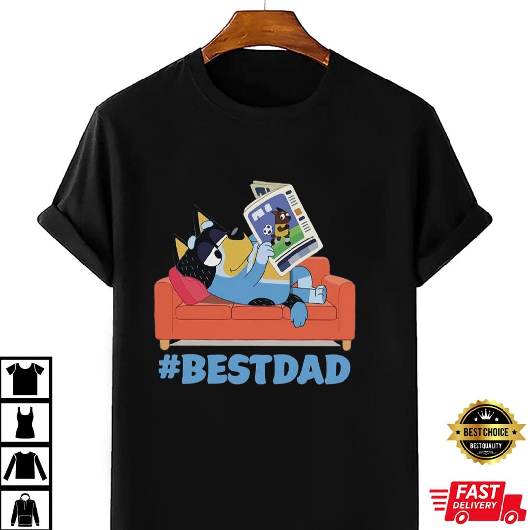 Bluey Best Dad T-shirt, Retro Bluey And Bandit Shirt