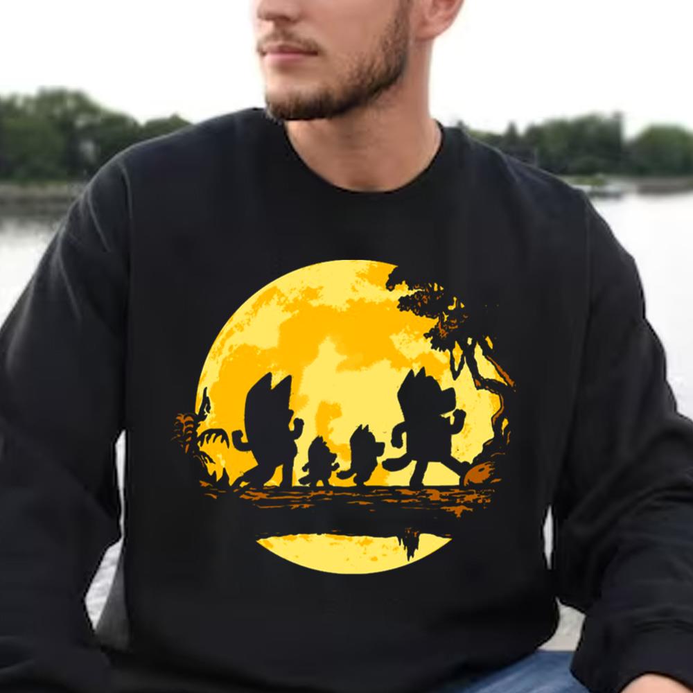 Bluey Walking Under Yellow Moon T-Shirt