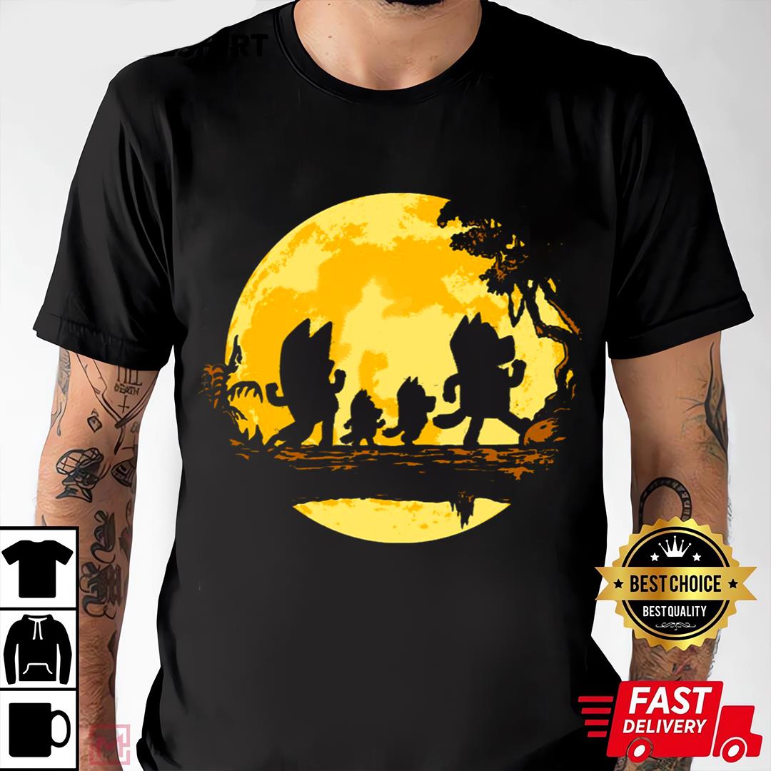 Bluey Walking Under Yellow Moon T-Shirt
