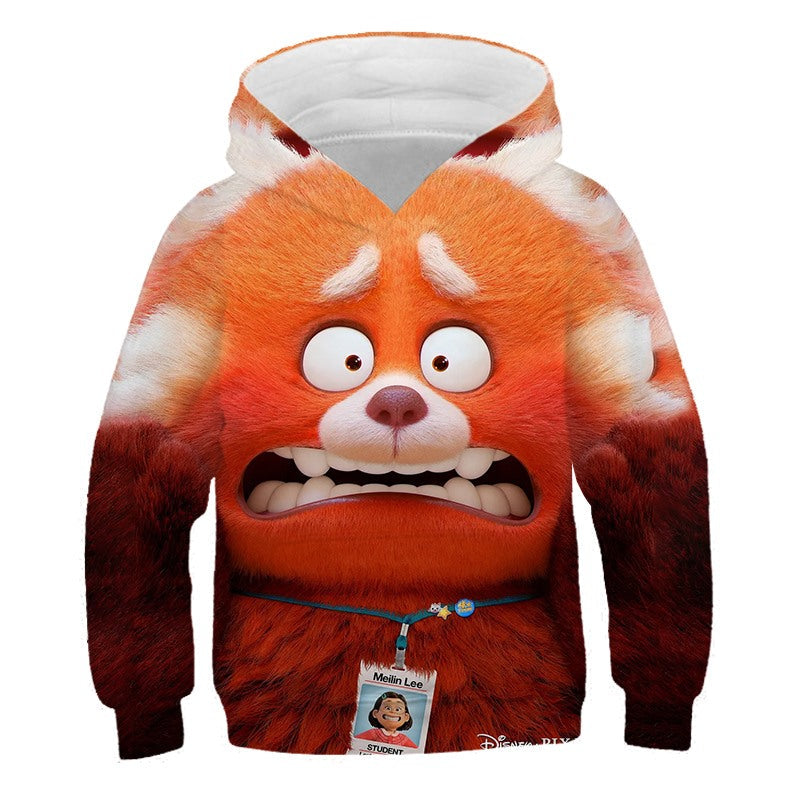 Cartoon Turning Red Panda Deformation Panda Face Cute Anime Pullover Hoodies