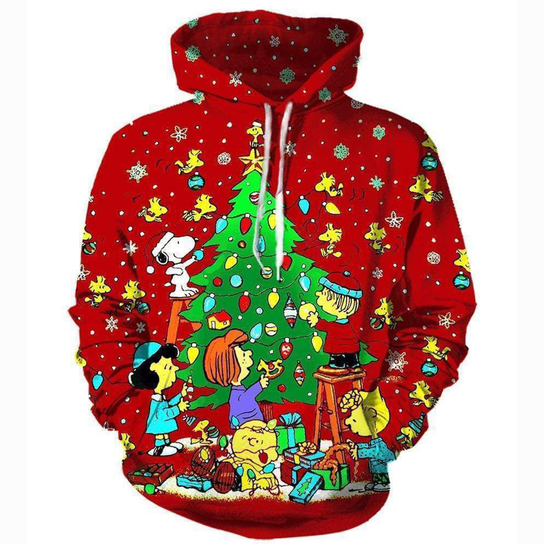 Christmas Decorating Hoodies - Pullover Red Snoopy Peanuts 3d Hoodie