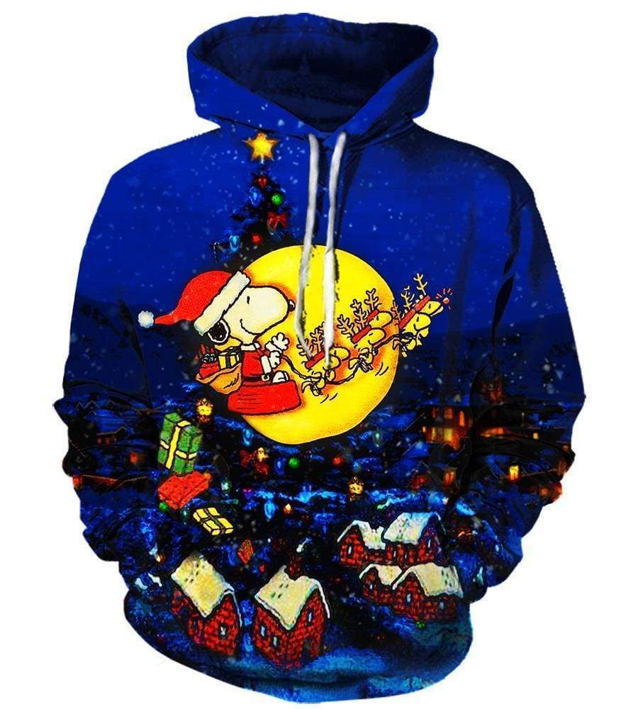 Christmas Snoopy Peanuts Hoodies - Pullover Blue 3d Hoodie