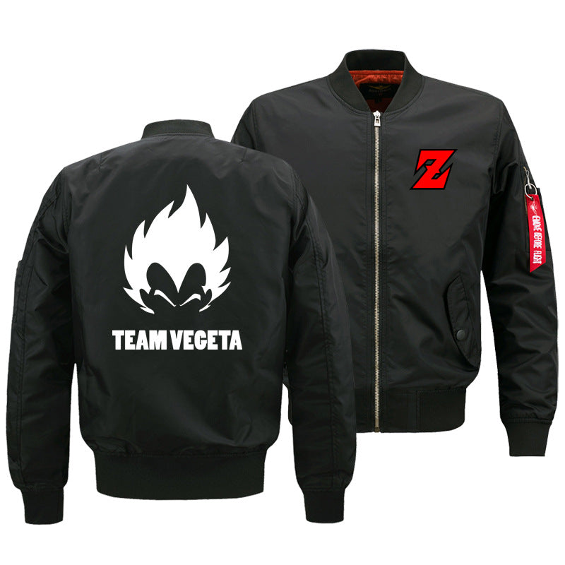 Dragon Ball Jackets - Solid Color Dragon Ball Series Super Saiyan Team Veceta Flight Suit Fleece Jacket