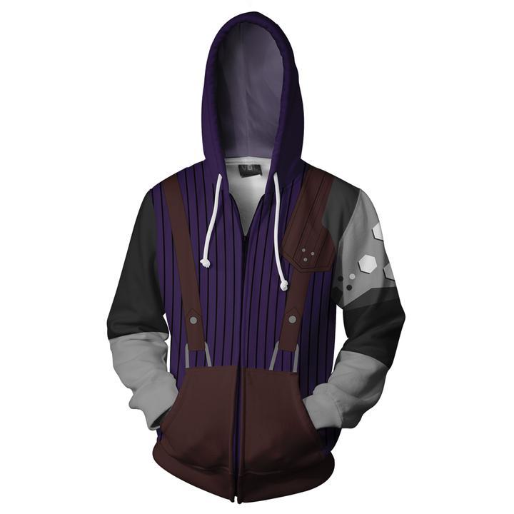 Final Fantasy VII Cloud Strife Hoodies - Zip Up Cloud Strife 3d Hoodie