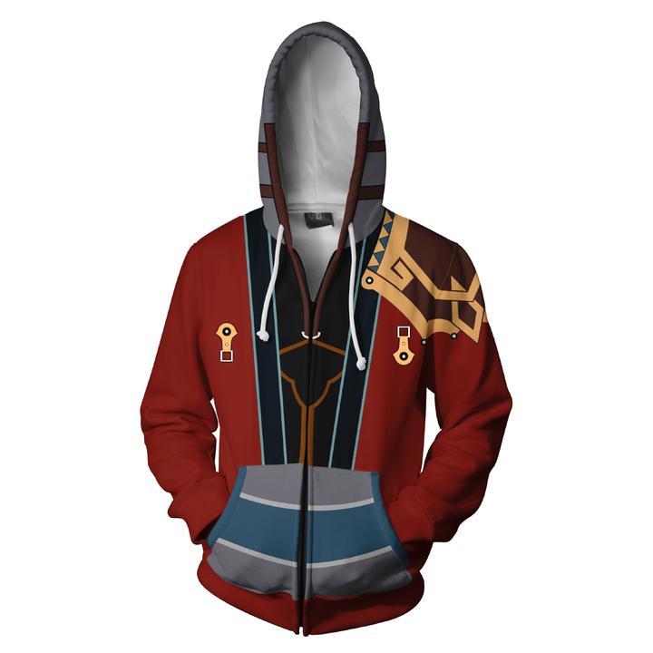 Final Fantasy X Auron Hoodies - Zip Up Red Hoodie