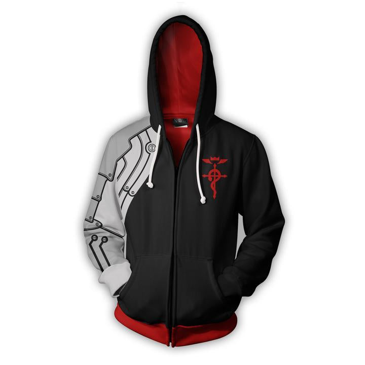 Fullmetal Alchemist Hoodies - Zip Up Edward Elric Black Hoodie