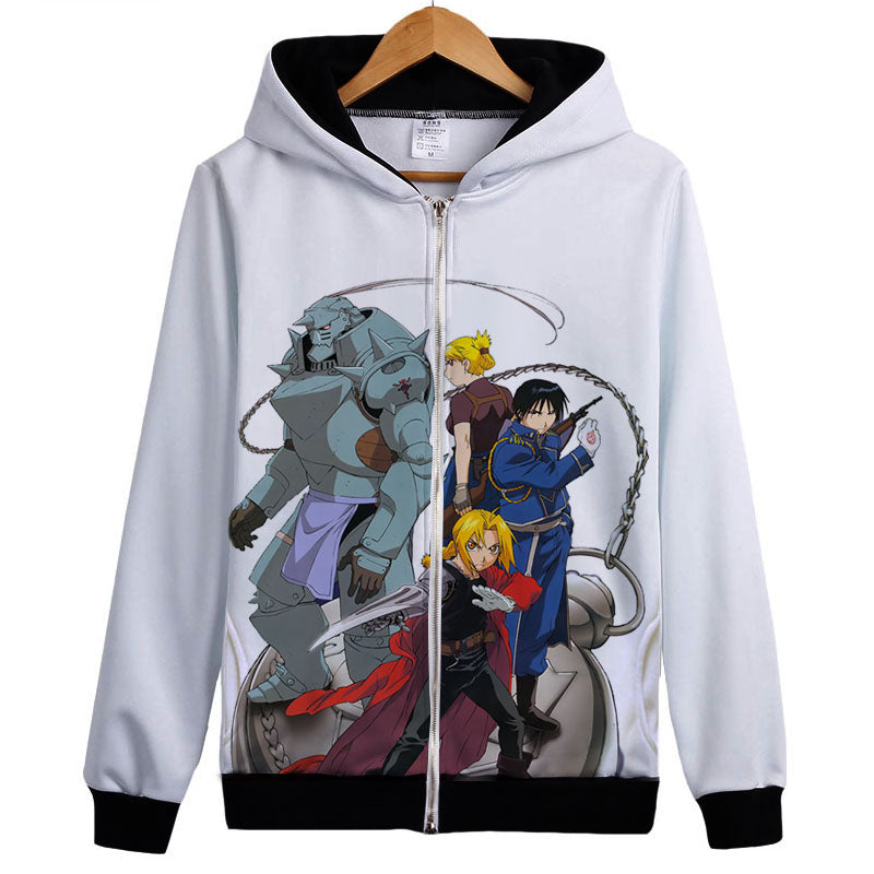 Fullmetal Alchemist Hoodies - Zip Up White Edward Elric Outerwear Hoodie