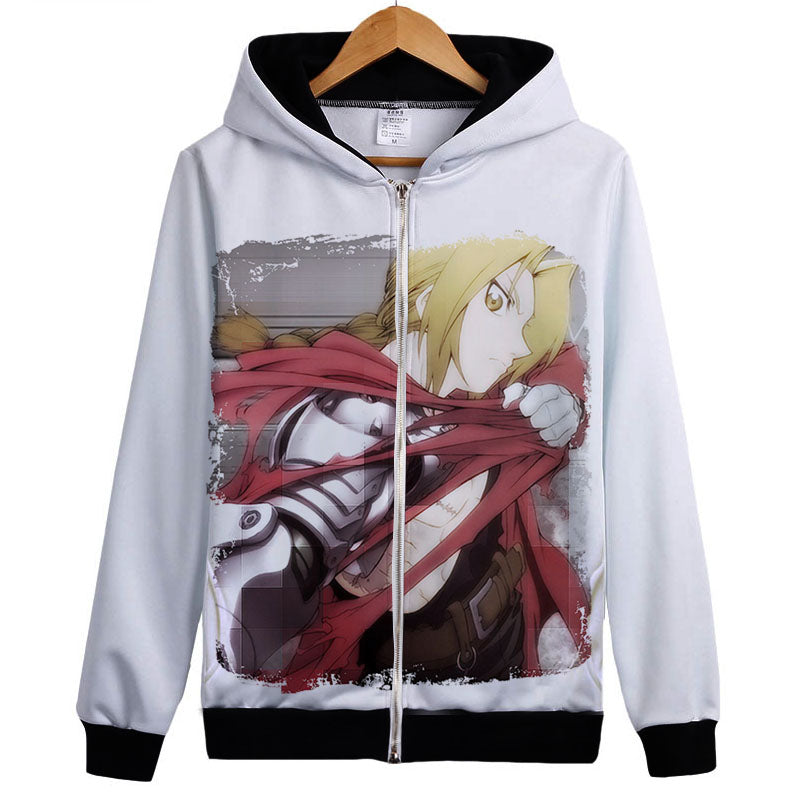 Fullmetal Alchemist Hoodies - Zip Up White Sweatshirt Hoodie