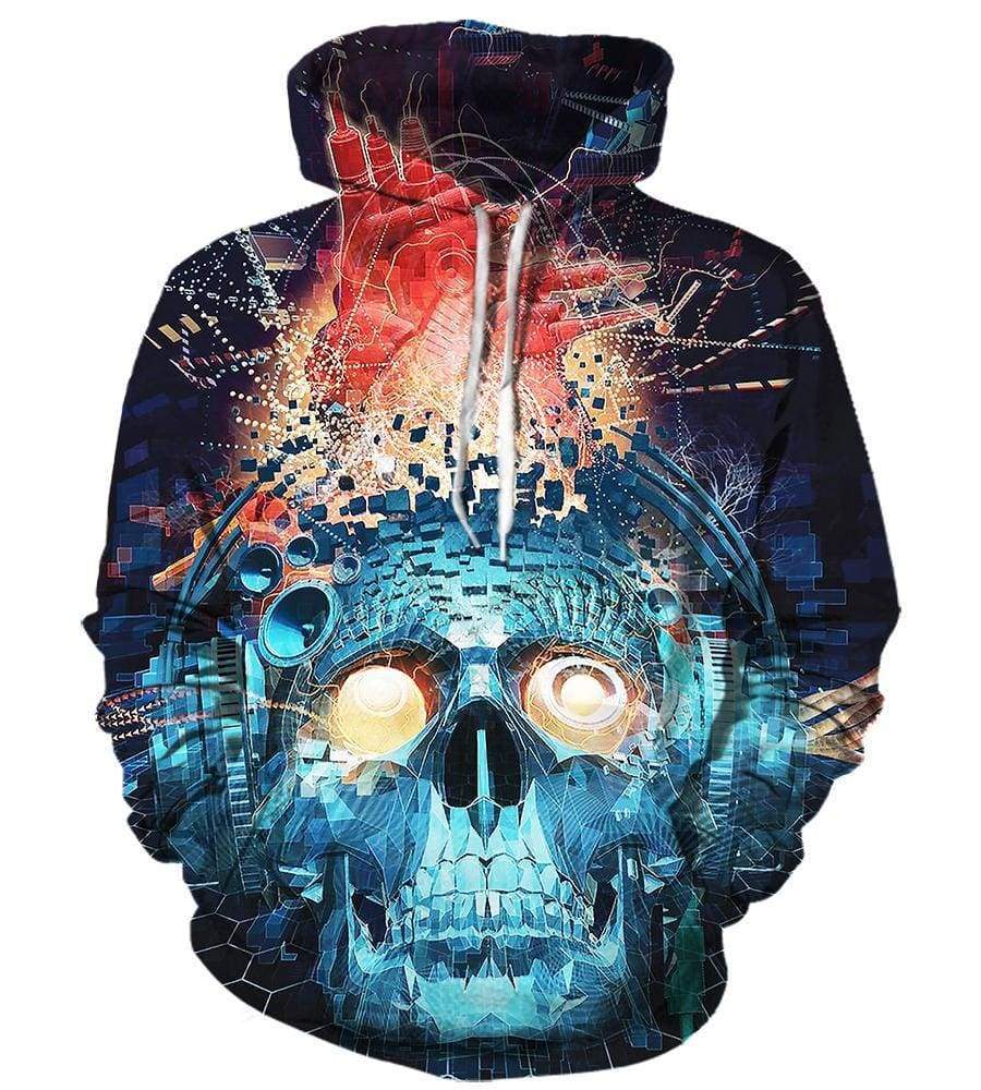 Funny Papa Roach Hoodies - Pullover The Blue Skull 3D Hoodies