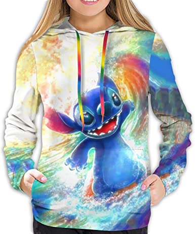 Girls Anime Novelty Naughty lilo and Stitch Hoodie Pullover Sweatshirt