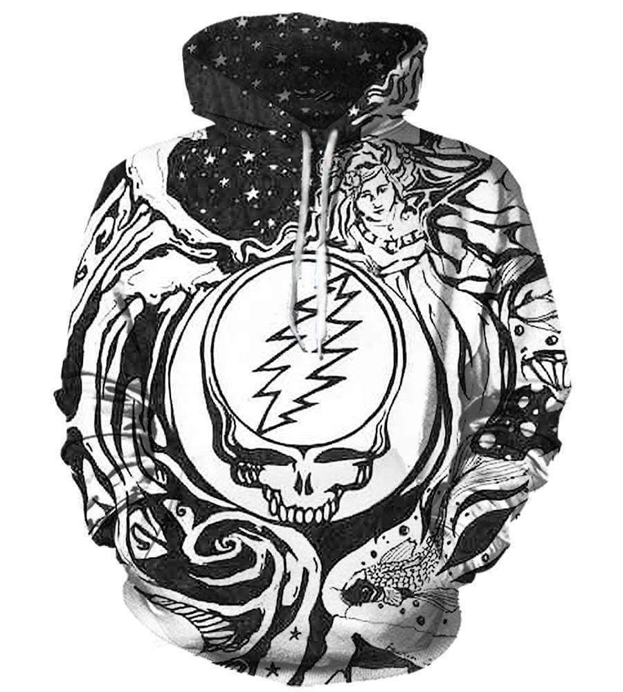 Grateful Dead Hoodies - Pullover White 3D Hoodie