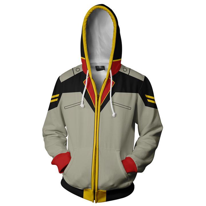 Gundam Bright Noa Hoodies - Zip Up Mobile Suit Grey Hoodie