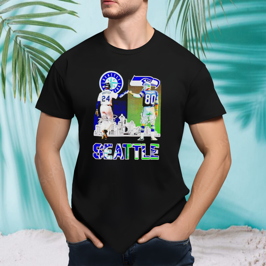 Ken Griffey Jr and Steve Largent Seattle City signatures shirt
