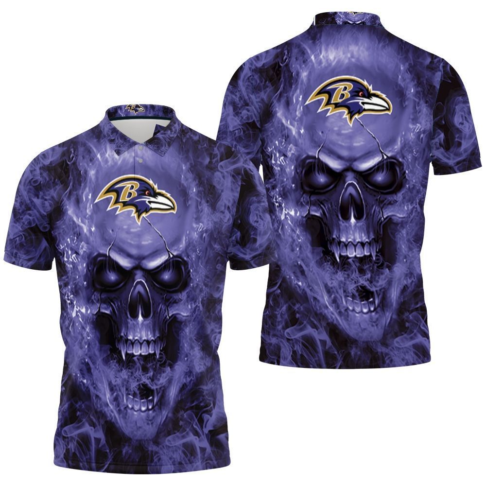 Baltimore Ravens Nfl Fans Skull Polo Shirt All Over Print Shirt 3d T-shirt