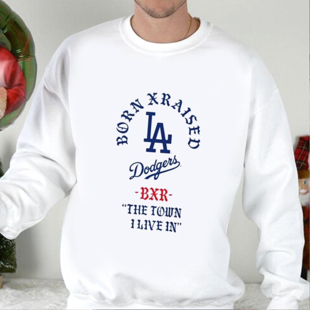 Born x Raised White Los Angeles Dodgers 2023 T-Shirt