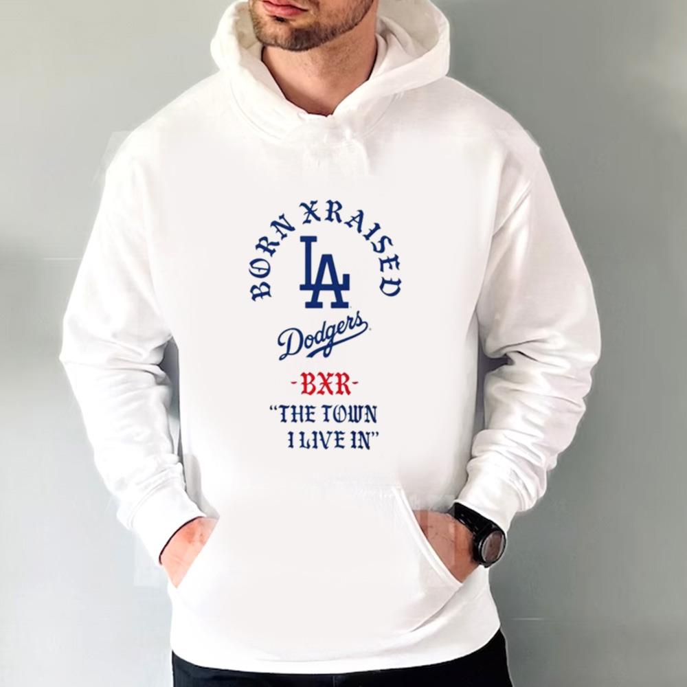Born x Raised White Los Angeles Dodgers 2023 T-Shirt
