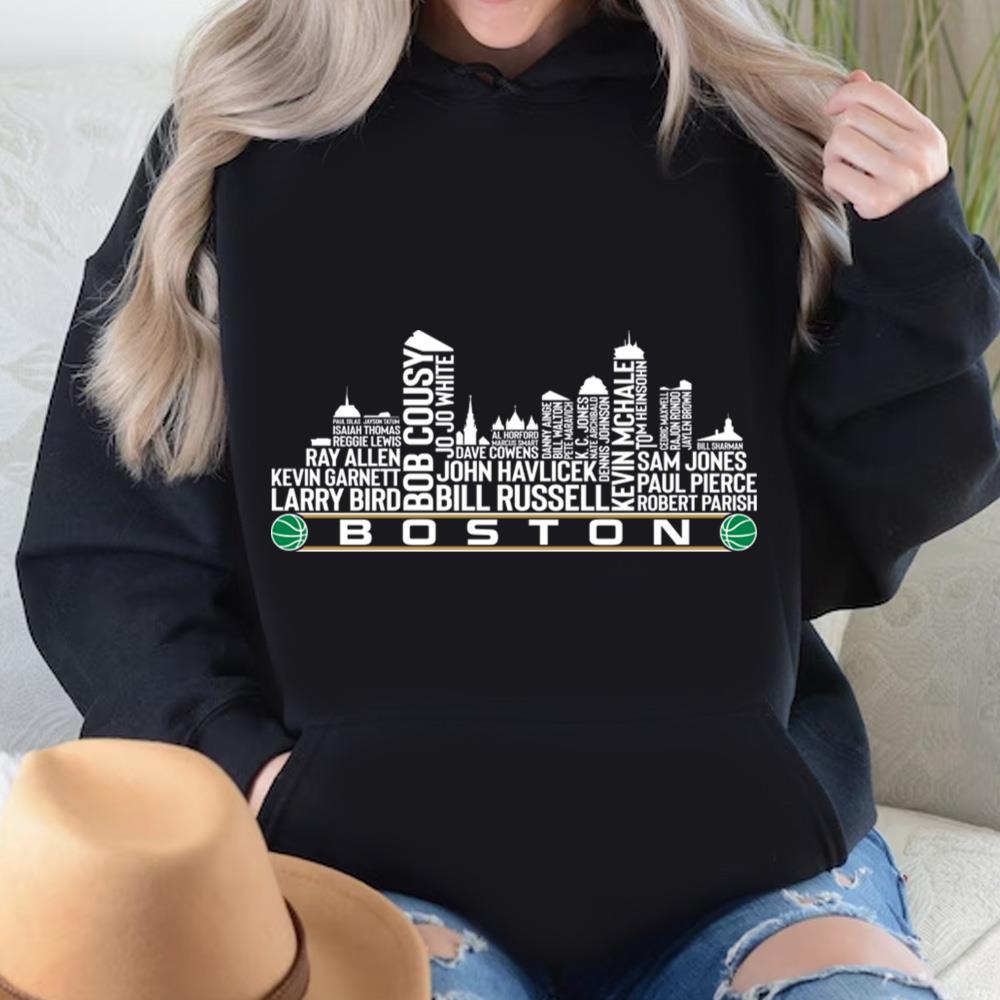 Boston Basketball Team All Time Legends, Boston City Skyline T-Shirt