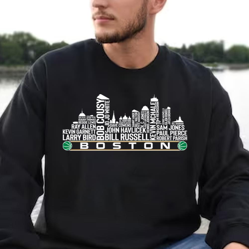 Boston Basketball Team All Time Legends, Boston City Skyline T-Shirt