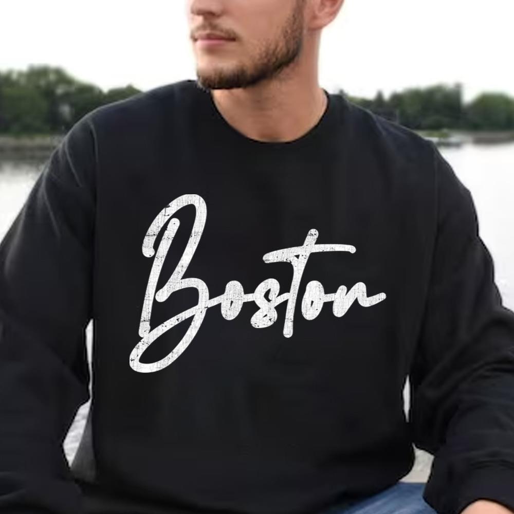 Boston Retro Typography Design T-Shirt
