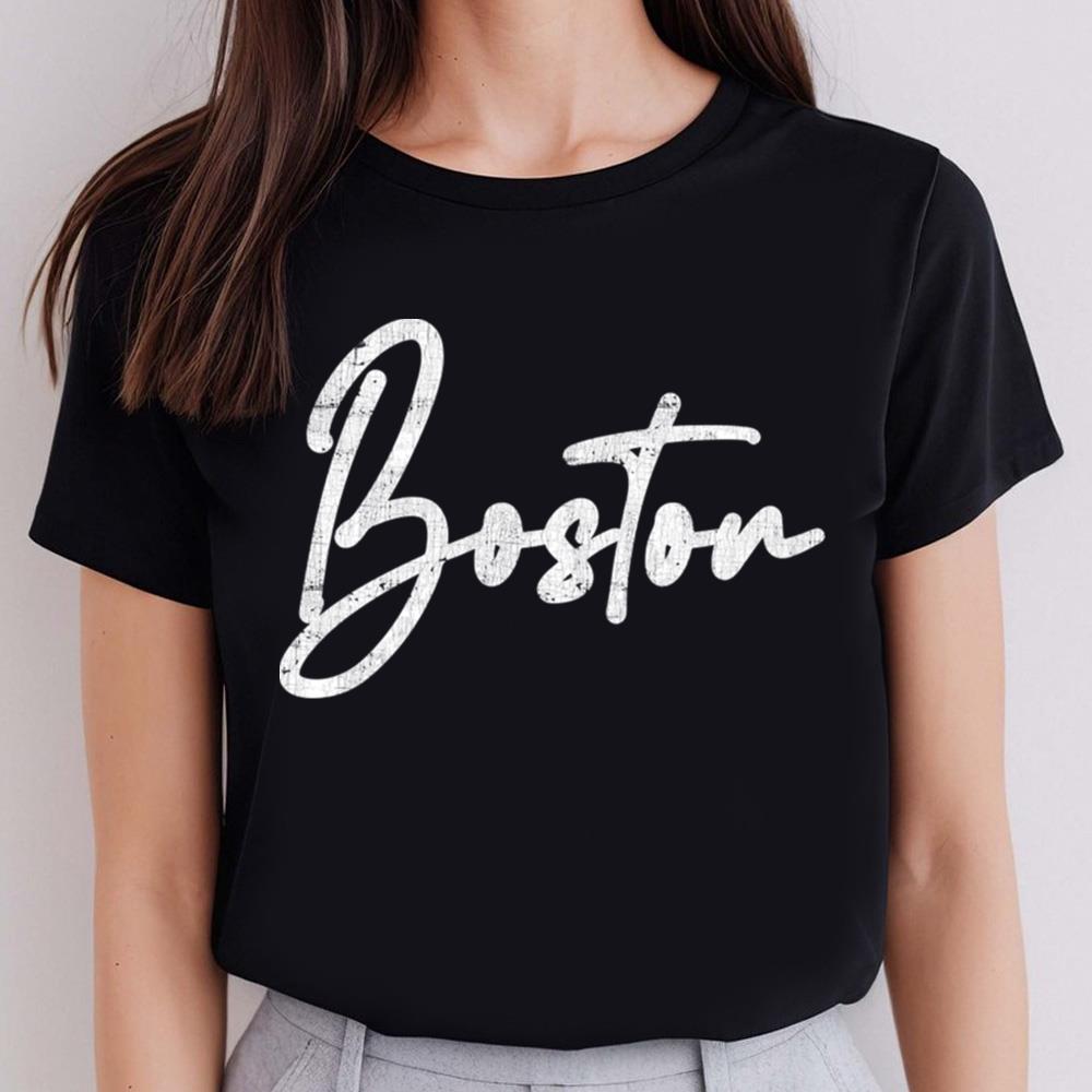 Boston Retro Typography Design T-Shirt