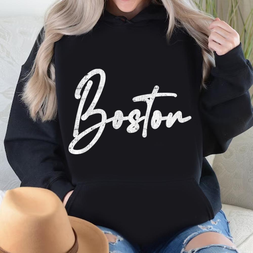 Boston Retro Typography Design T-Shirt