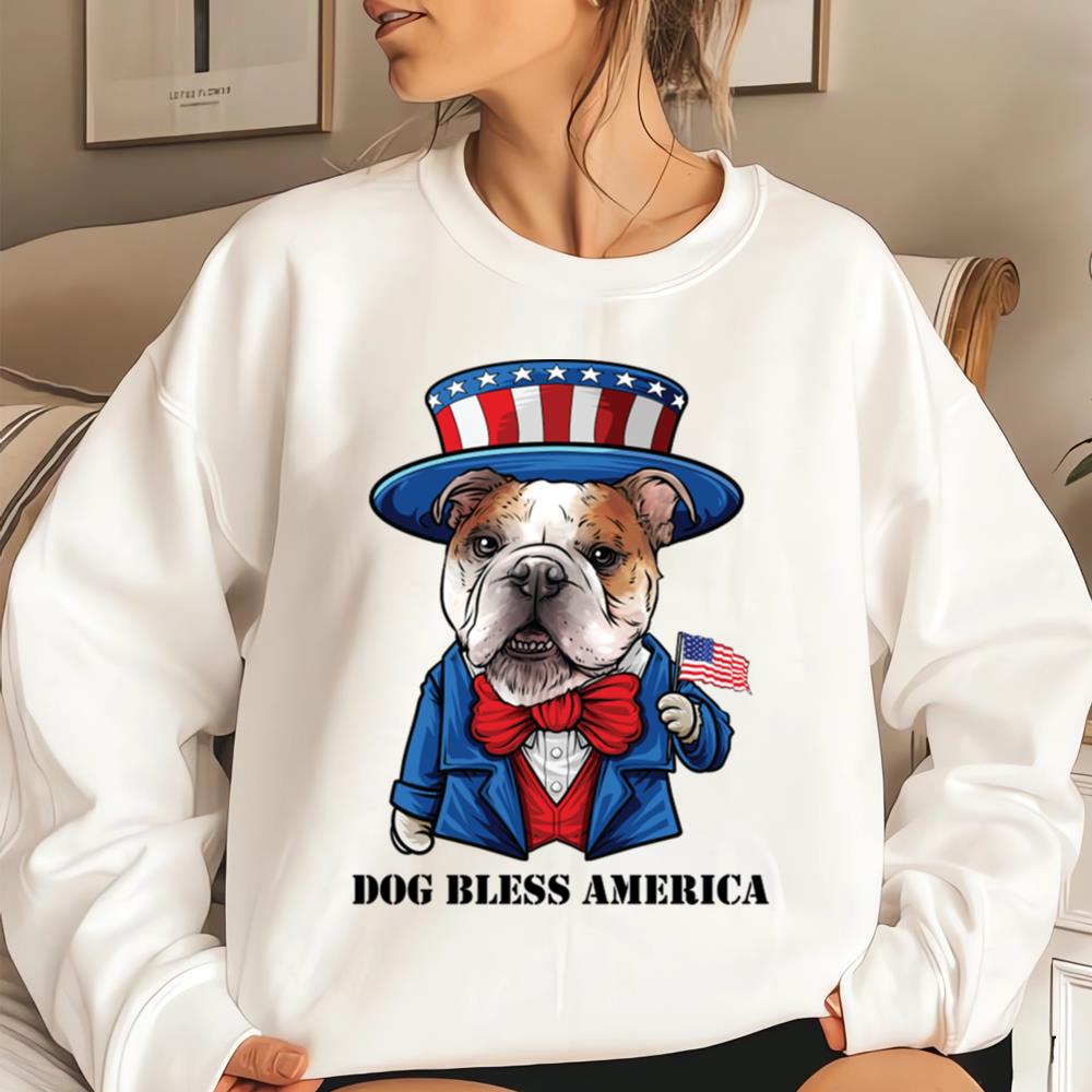 Bulldog Dog Bless America T-Shirt