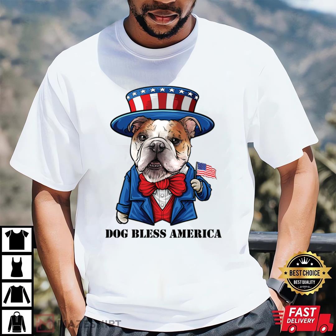 Bulldog Dog Bless America T-Shirt