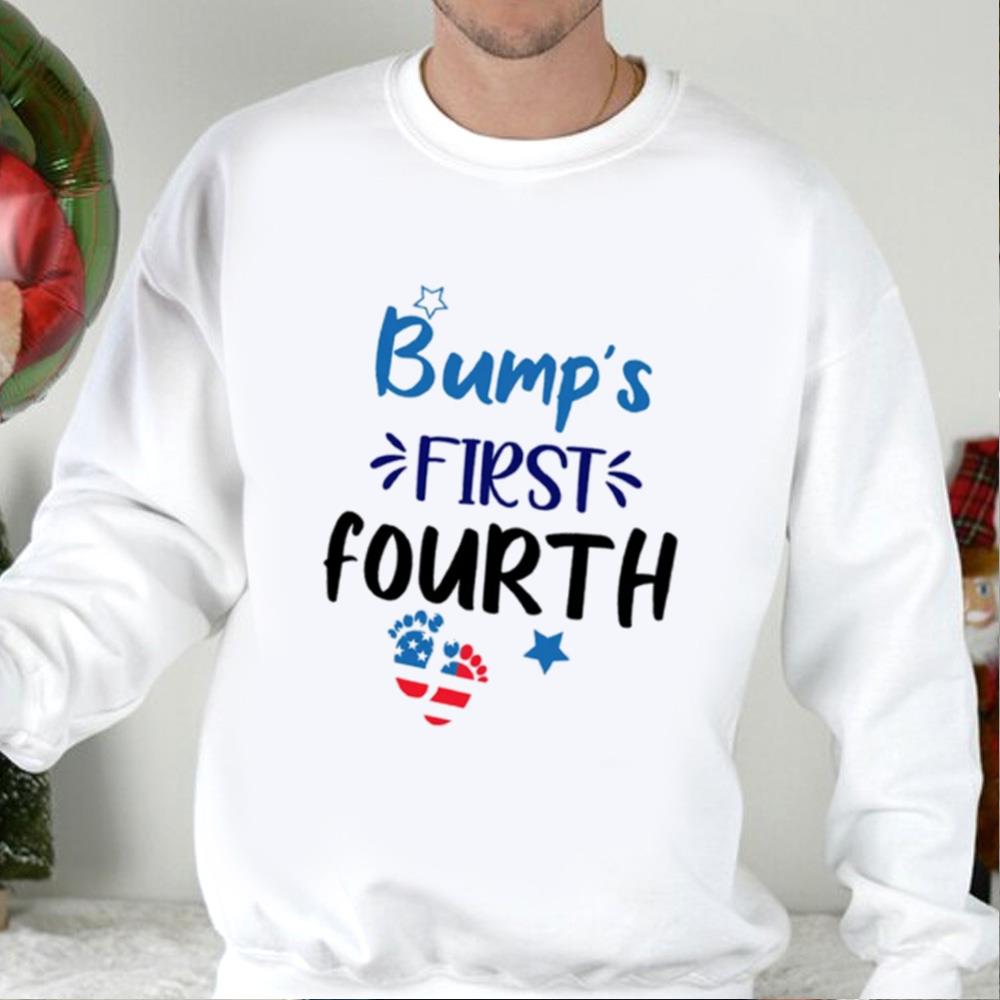 Bump's First Fourth Of July Pregnancy Shirt, Trendy 4th Of July Pregnancy T-shirts, Pregnancy Announcement Outfits