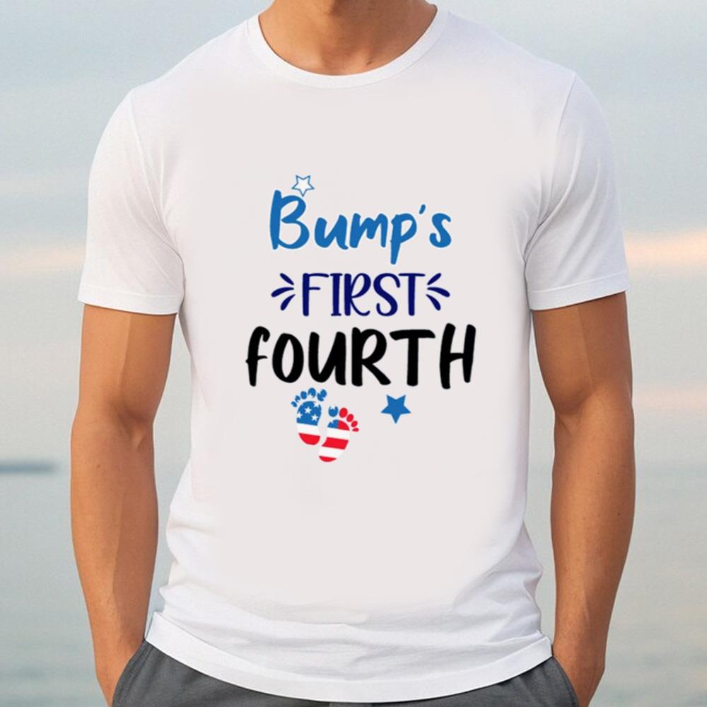 Bump's First Fourth of July T-Shirt, Pregnancy Announcement, Woman Maternity Tees, Patriotic Day Shirt