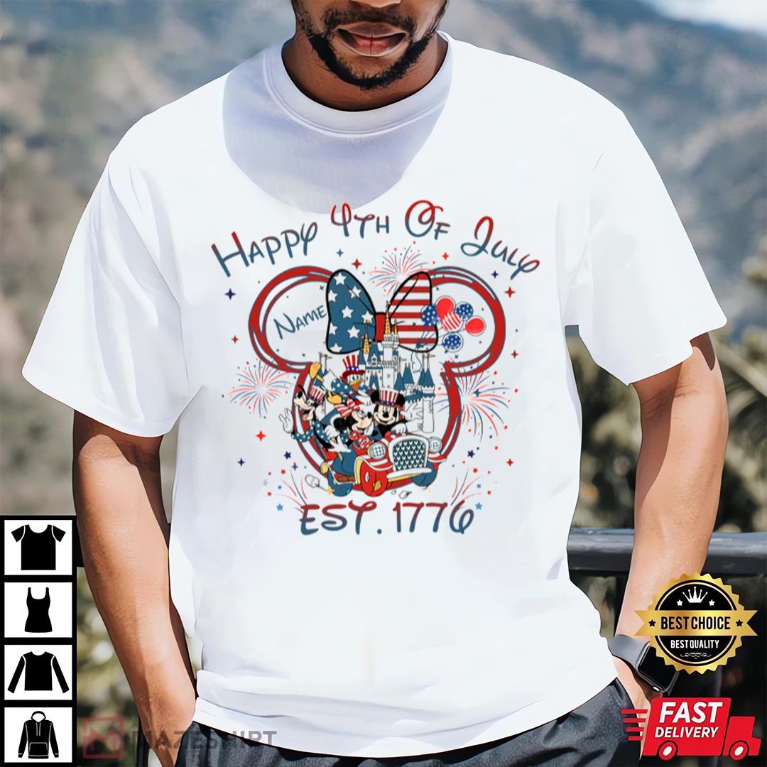 Bundle Custom Mouse And Friends 4th Of July Est 1776 Shirt, Red White And Blue