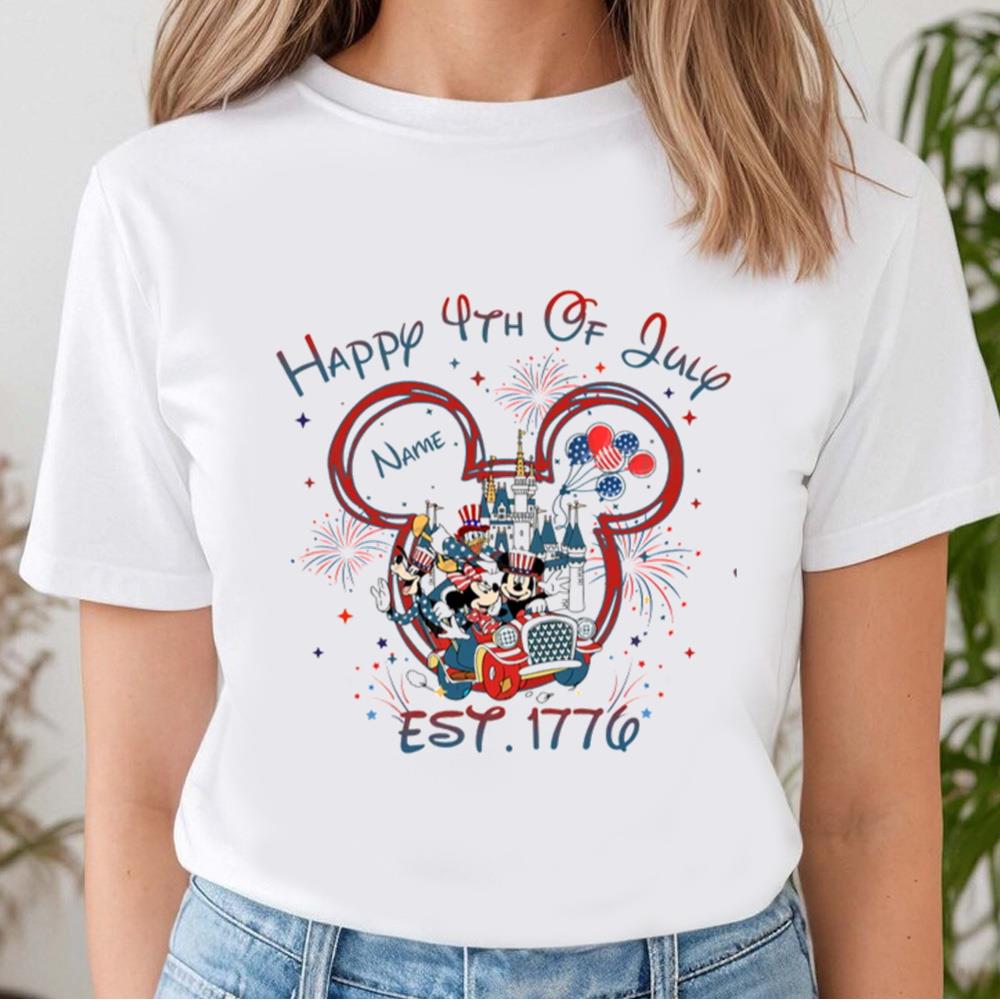 Bundle Custom Mouse And Friends 4th Of July Est 1776 Shirt, Red White And Blue, American Freedom