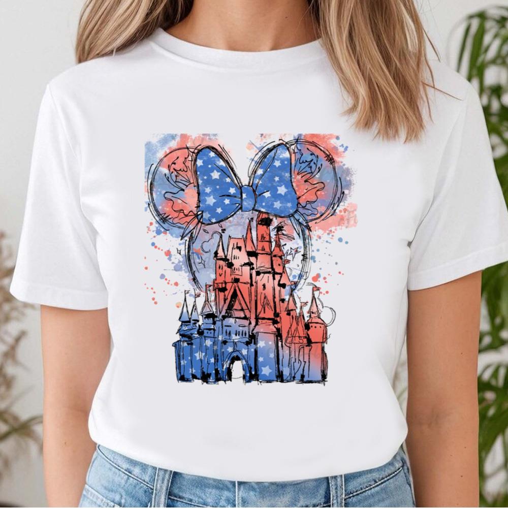 Bundle Mouse America Shirt, Water Color, Happy 4th Of July, Red White And Blue