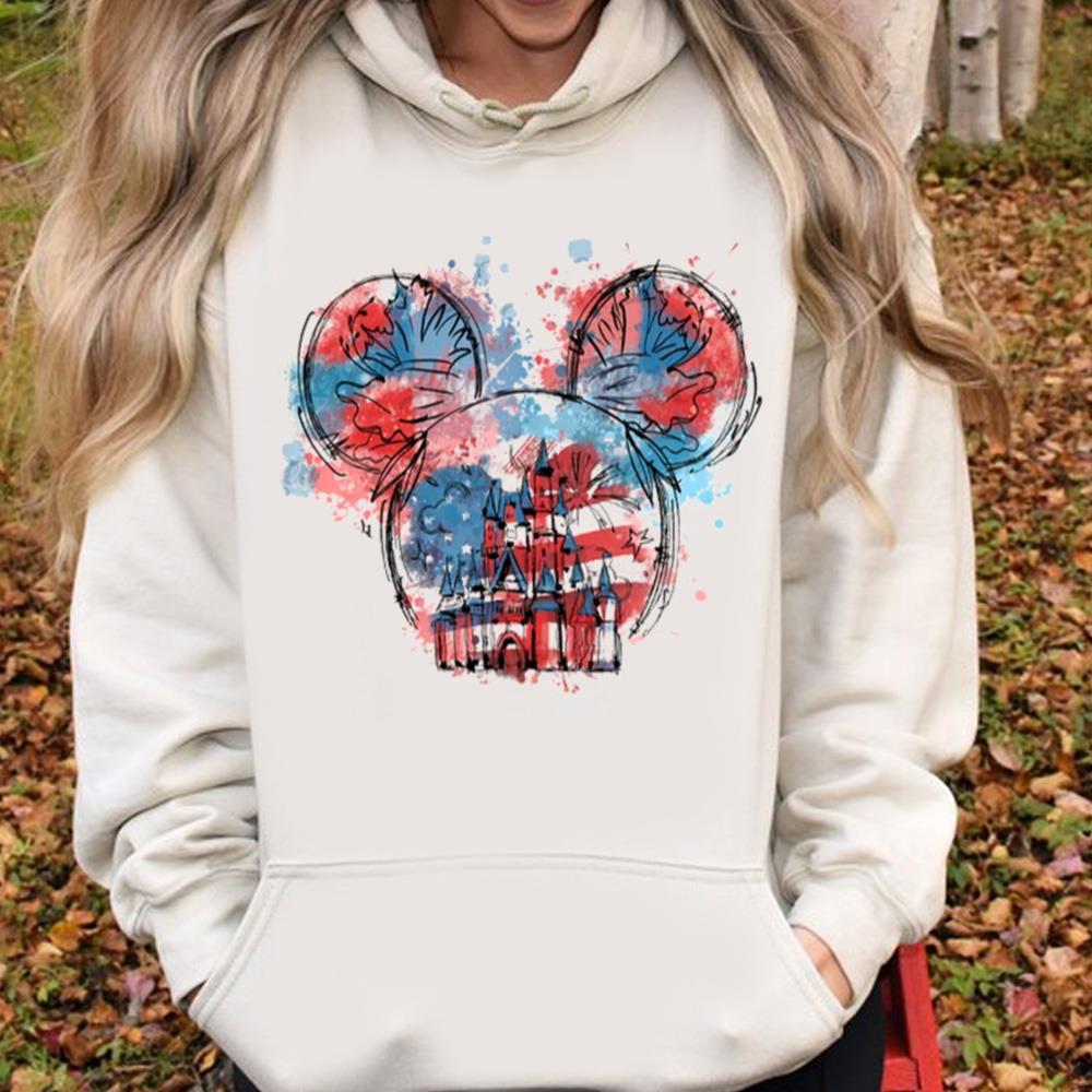 Bundle Mouse America Shirt, Water Color, Red White And Blue, American Freedom