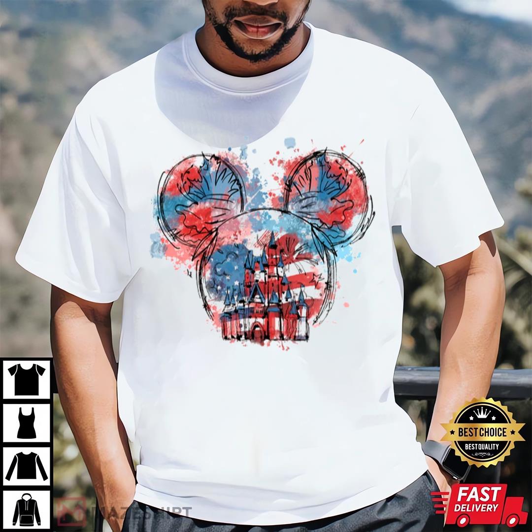 Bundle Mouse America Shirt, Water Color, Red White And Blue, American Freedom