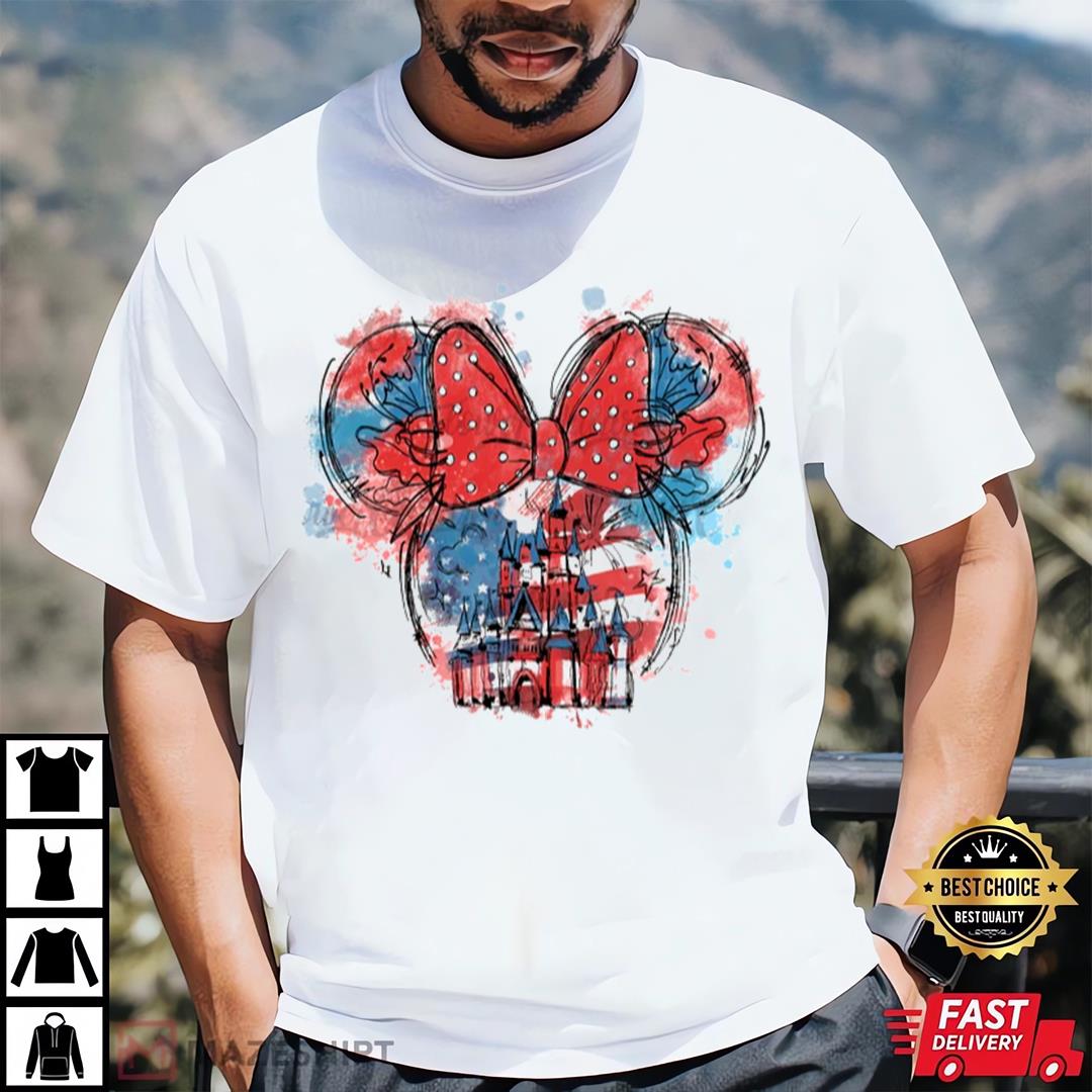 Bundle Mouse America Shirt, Water Color, Red White And Blue, Family Vacation 2023