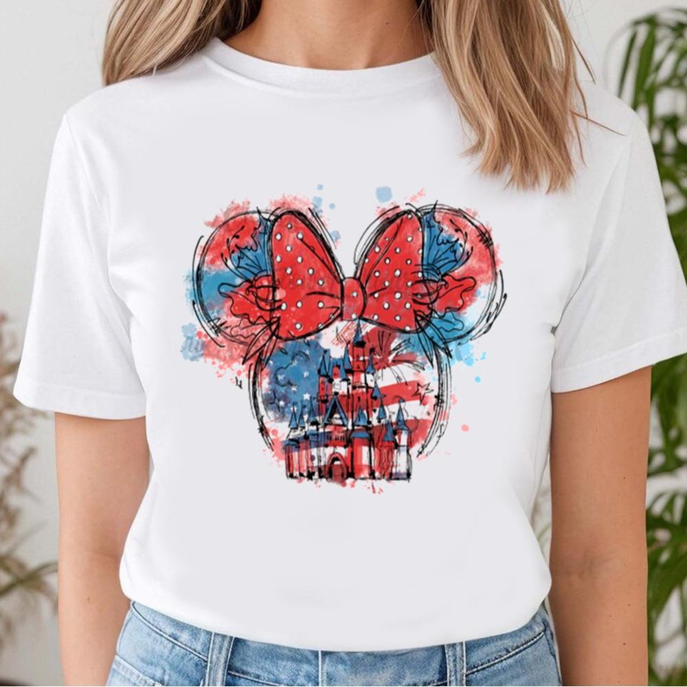 Bundle Mouse America Shirt, Water Color, Red White And Blue, Family Vacation 2023