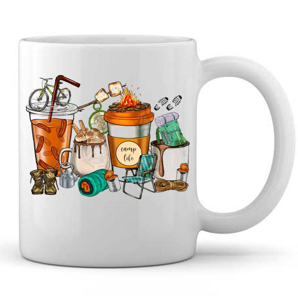 Camping Coffee Cups T-Shirt Coffee Lovers