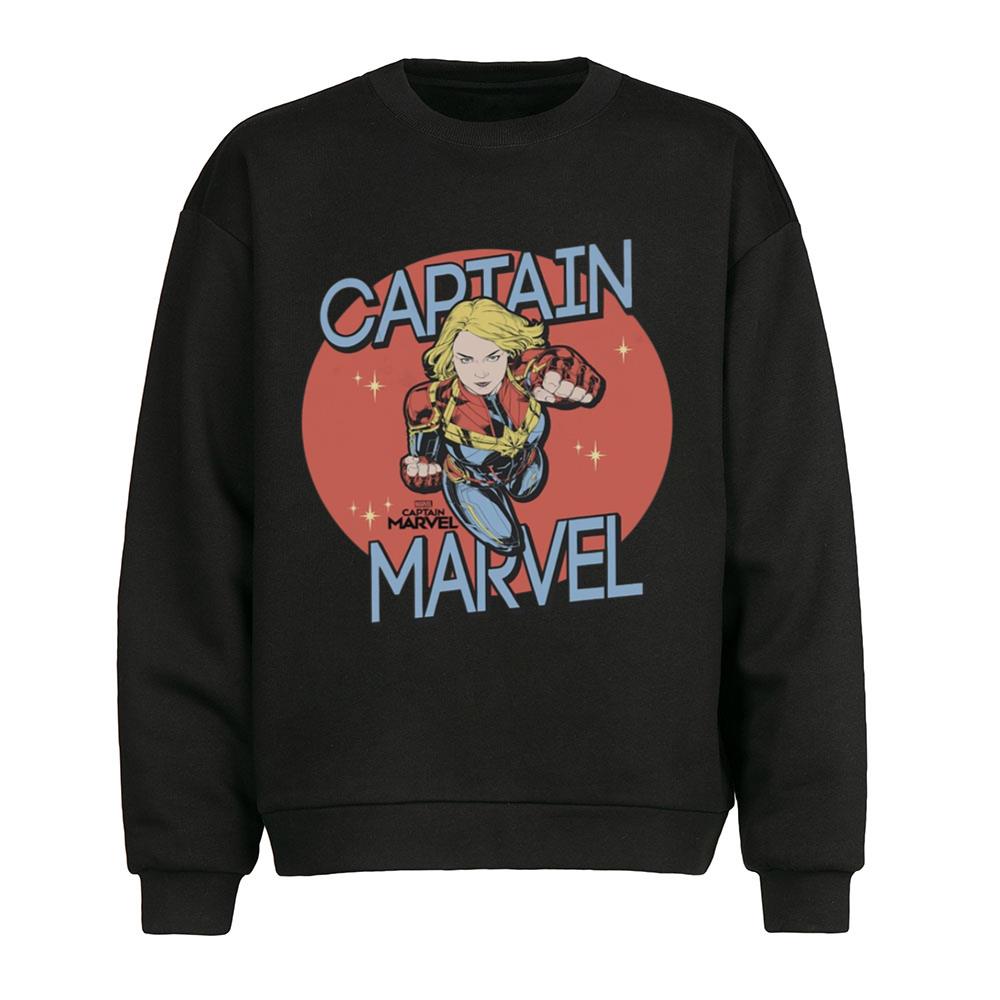 Captain Marvel Red Spot Action Pose Logo T-shirt
