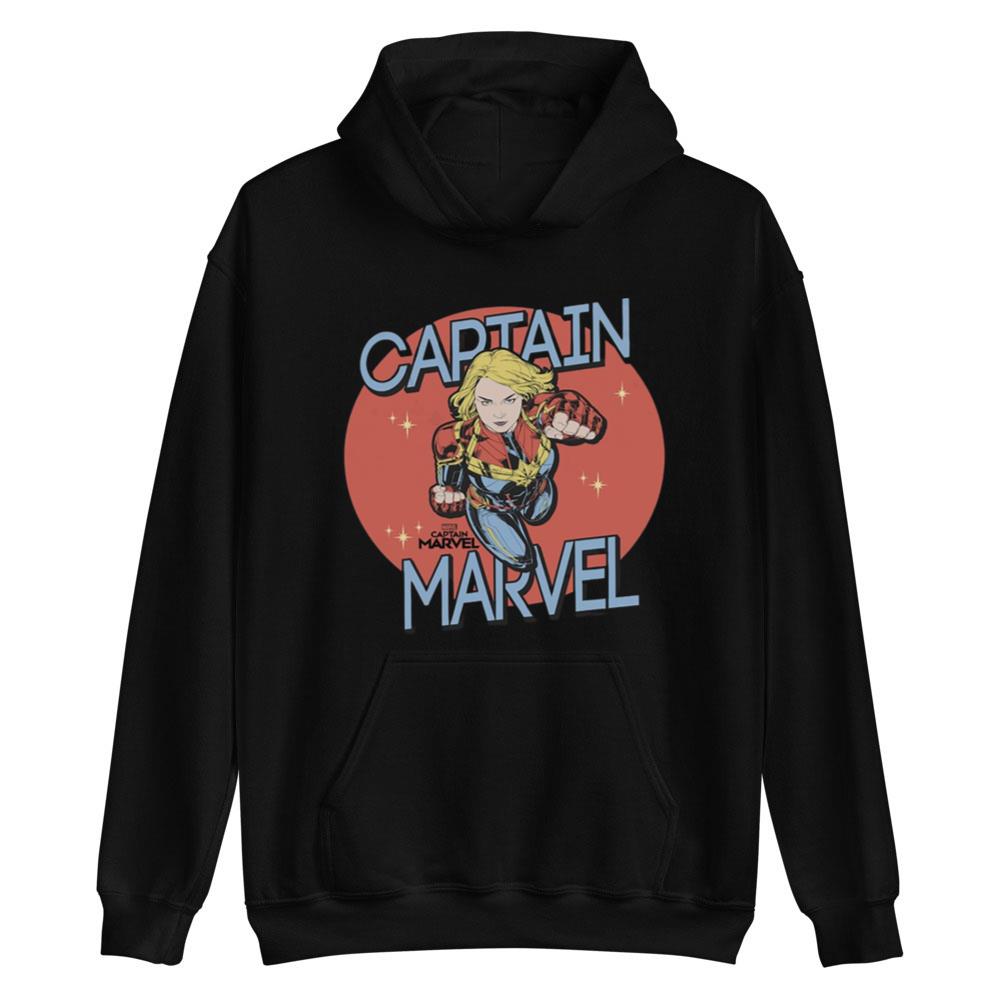 Captain Marvel Red Spot Action Pose Logo T-shirt