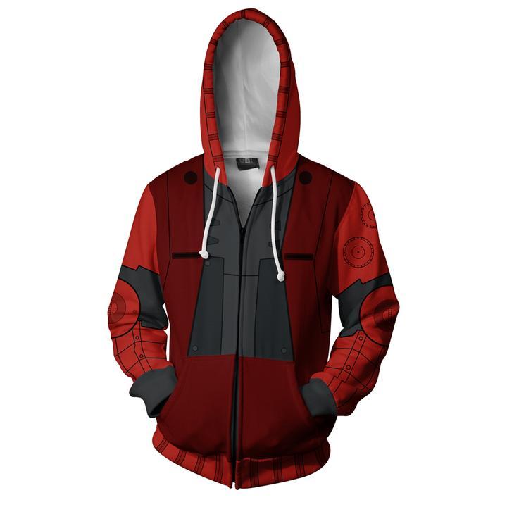 Gundam MS-06S ZAKU II Hoodies - Zip Up Mobile Suit Red 3D Hoodie