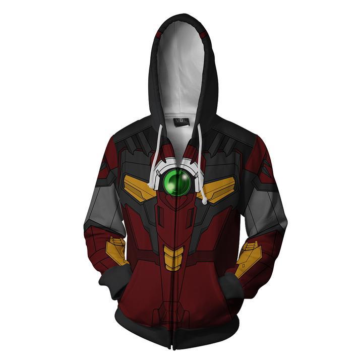 Gundam Mobile Suit Hoodies - Zip Up Epyon Red 3D Hoodie