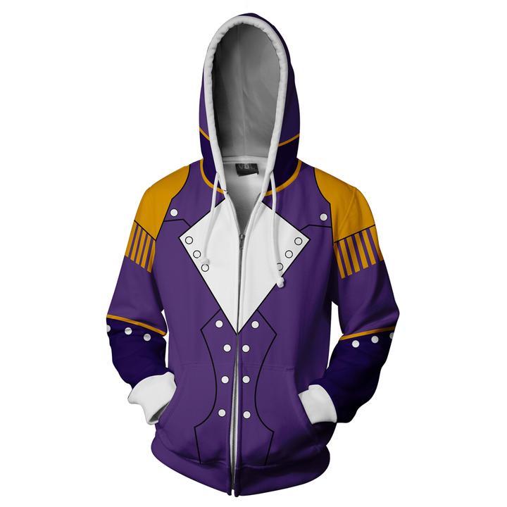 Gundam Treize Khushrenada Hoodies - Zip Up Mobile Suit Purple Hoodie