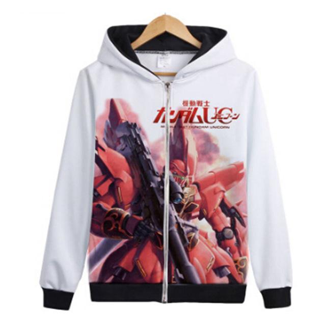 Gundam Warrior collection Hoodies - Zip Up Pure White Hoodie