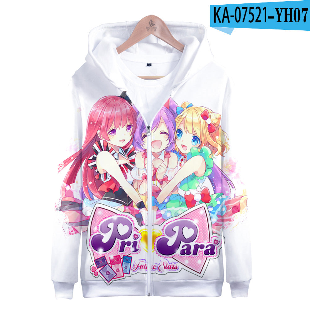 Idol Time Pripara Hoodie - Cartoon 3D Zipper Hooded Pullovers Sweatshirt