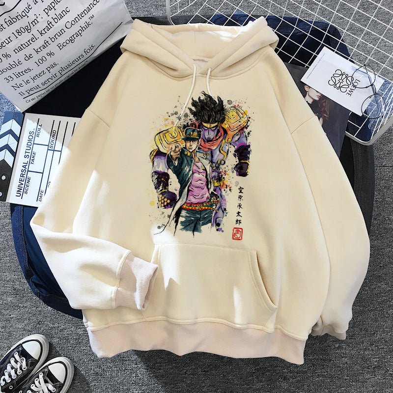 JOJO's Bizarre Adventure Kujo Jotaro Anime Casual Hoodies Hip Pop Oversized Hooded Jumper