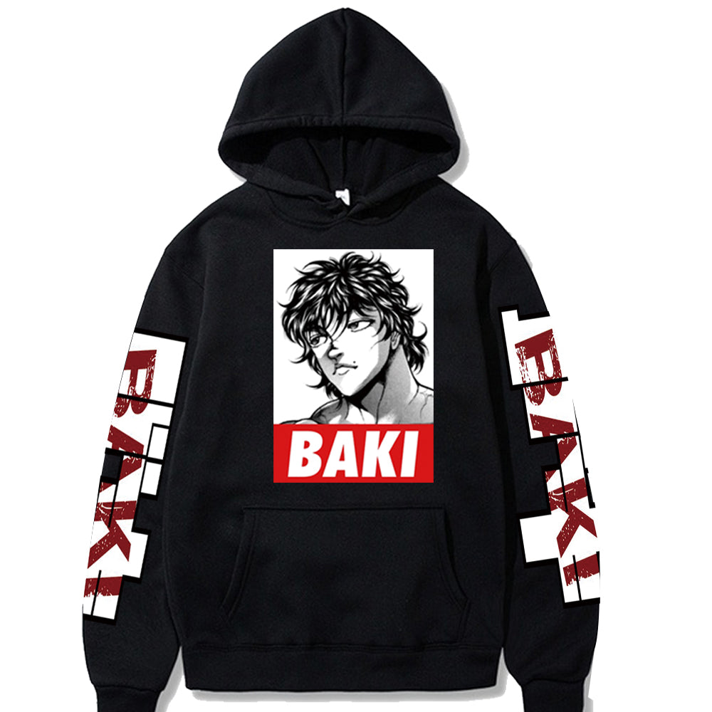 Japanese Anime Baki The Grappler Graphic Hoodies Baki Hanma Pullover Sweatshirt