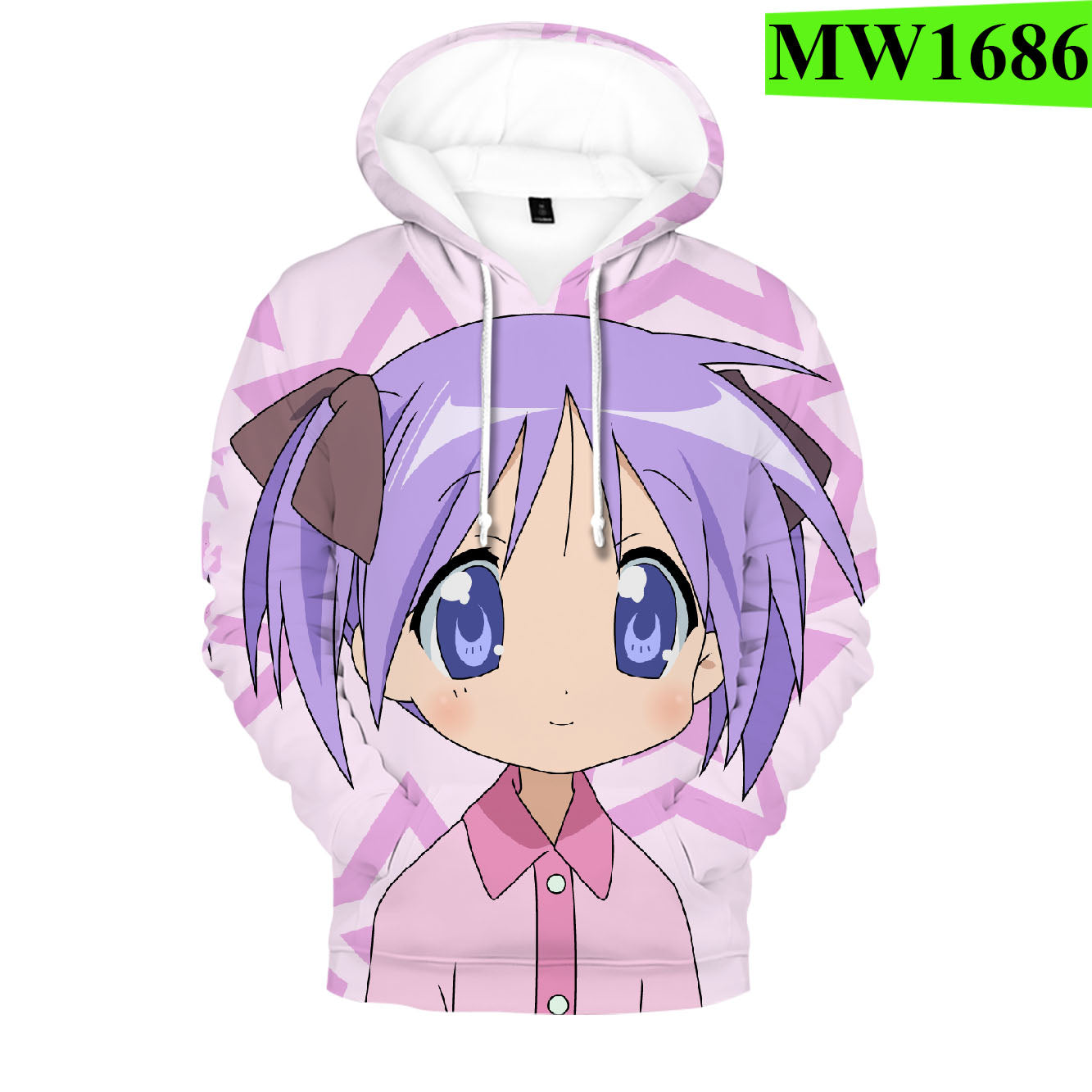 Japanese Anime Lucky Star Hiiragi Tsukasa Sportswear Hooded Sweatshirt Casual Hoody